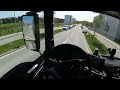 Pov truck driver driving in denmark from hedehusene to germany 