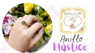 ANILLO FACIL 💍| Anillo sencillo de cristales en elástico o hilo nylon 💕