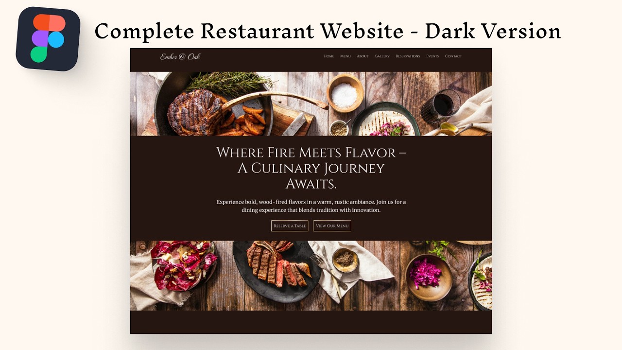 Figma Complete UI/UX Design Course - Restaurant Website | Part 12: Dark Version