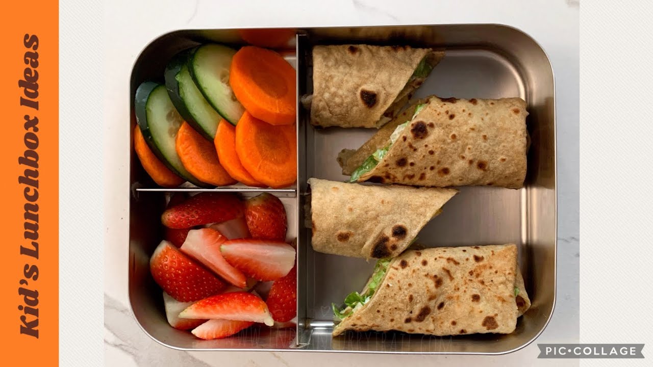 Kid’s Lunchbox Ideas | Paneer Kathi Roll, Strawberries, Carrot and Cucumber