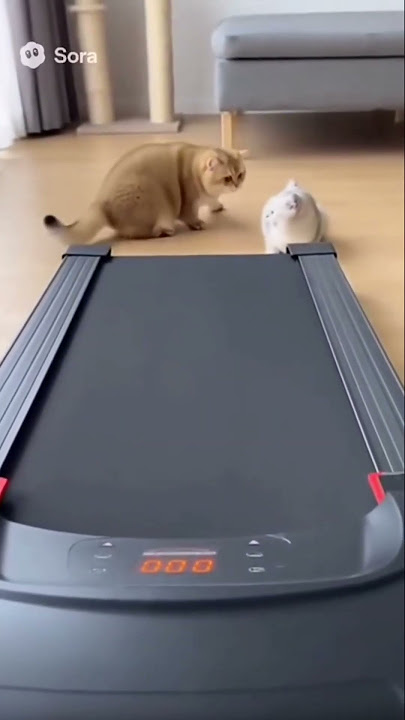 Oyen kucing lucu jatuh dari treadmill #cat #kucing #shorts