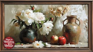 TV ART SCREENSAVER – Still life of Peonies Classical Paintings | 14 Paintings | no music | 2+ hours!