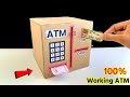 How to make a working atm machine  cardboard easy atm machine  easy no motor school project