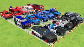 TRANSPORTING POLICE CARS, AMBULANCE, FIRE TRUCK, COLORFUL CARS WITH TRUCK  -FARMING SIMULATOR 22! screenshot 1
