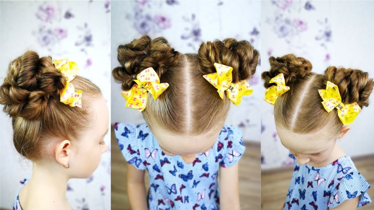 Quick and beautiful hairstyle for girls! - Bun hairstyle for little girls.  - YouTube