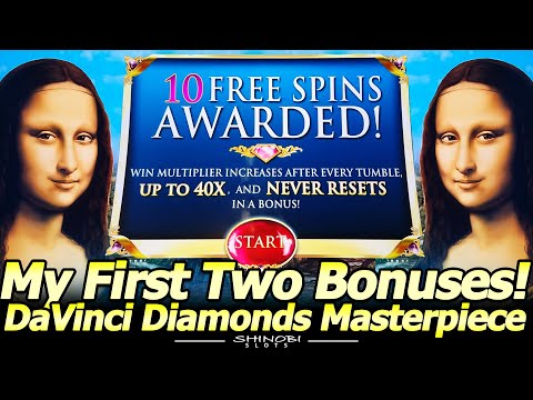 DaVinci Diamonds Masterpiece Bonus Time! The Multiplier Does Not Reset in the Free Games!