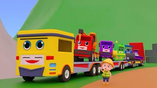 Head, Shoulders, Knees & Toes Dance Songs | Learn Vehicle Names, Color Change Construction Vehicle Resimi