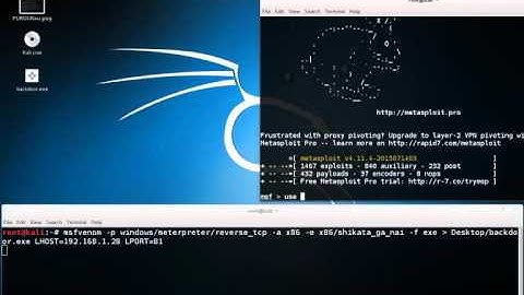 Kali Linux 2 [VM]   Backdooring Windows 10 using Metasploit