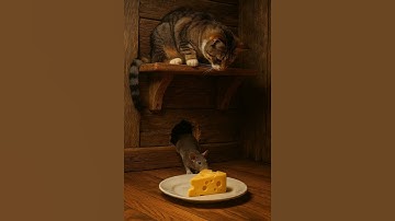 Can a mouse survive a trap set by a cat?The Cat Waits👀🐭😼 #catandmouse #funnyanimals #shorts