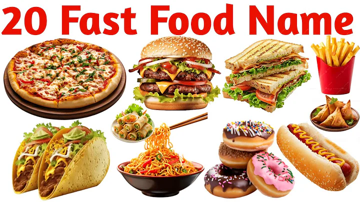 20 Fast Food Names in English with Pictures | Kids Learning Video | Food Vocabulary for Children