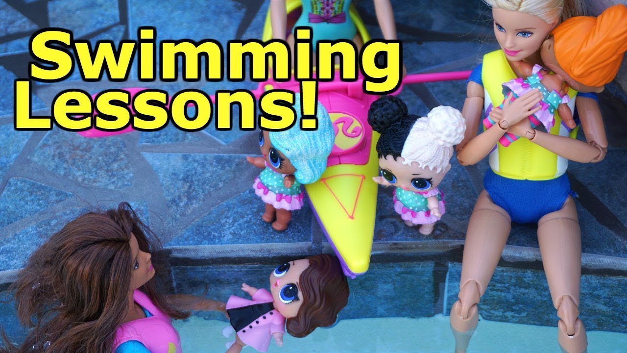 BARBIE Teaches LOL SURPRISE DOLLS How To Swim! Lol Surprise Dolls - YouTube