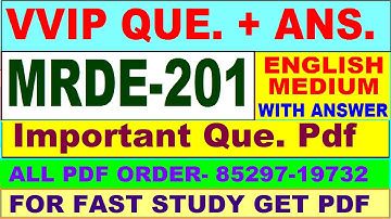 MRDE 201 important questions with answer in English | mrde 201 Previous Year Question Paper