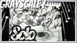 FULL Grayscale fill-in Process | Graffiti Sketch Timelapse