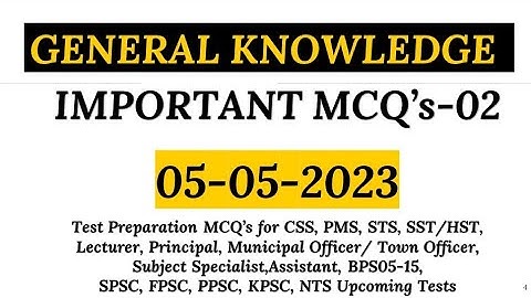 Top Important General Knowledge MCQs SPSC,PPSC,CSS, FPSC|@SMIbyKiranB|Competitive Exams 2024 MCQS
