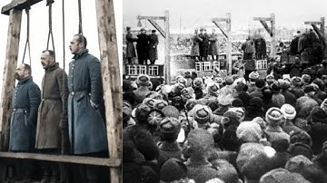 Execution of Nazi soldiers who killed tens of 1000s of Kharkov men, women & children