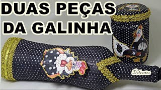 JOGUINHO DE GARRAFA E POTE DE VIDRO DA GALINHA