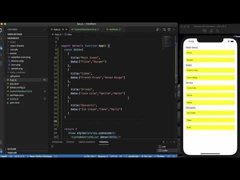 React Native Tutorial 30 - React Native SectionList | Custom section ...