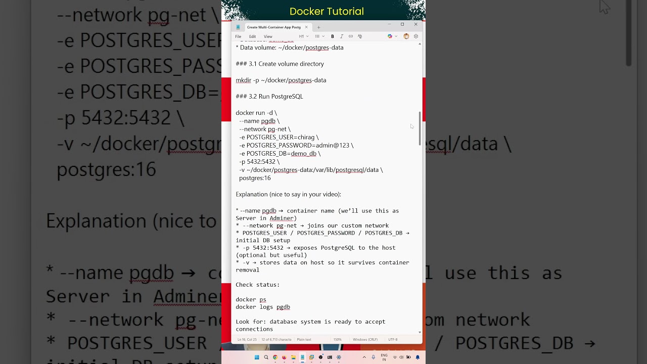 Create Multi-Container App with PostgreSQL & Adminer using Docker 🐳 Step-by-Step Guide #docker