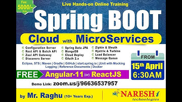 Spring Boot & Microservices @ 6:30 AM (IST) by Mr.Raghu | Session-2