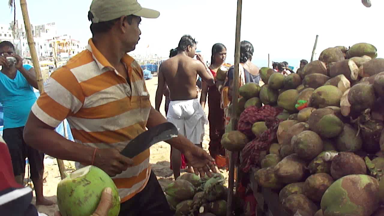 How To Cut A Young Green Coconut With A Paring Knife To Get The Testy