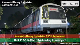 [Late Upload] KHI C151 EMU114 heading to scrapyard