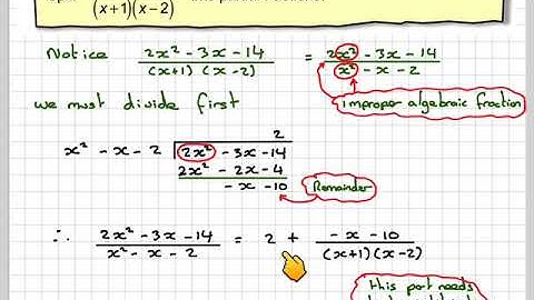 Partial fractions with improper algebraic fractions