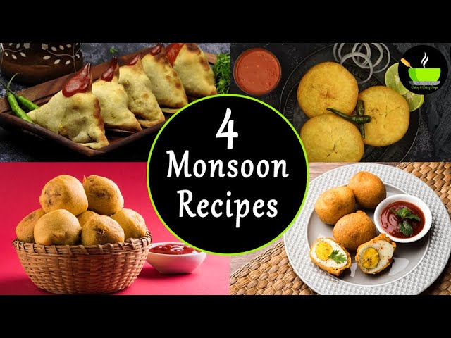 4 Monsoon Recipes| Indian Rainy Day Food | Quick & Easy Snacks Recipe | Indian Monsoon Snacks Recipe | She Cooks