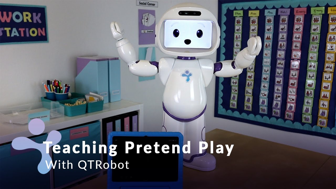 Teaching pretend play to children with autism, using QTrobot