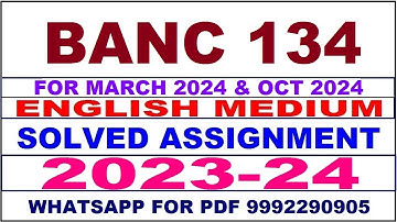 banc 134 solved assignment 2023-24 | banc 134 solved assignment in english 2024 | banc 134 2024