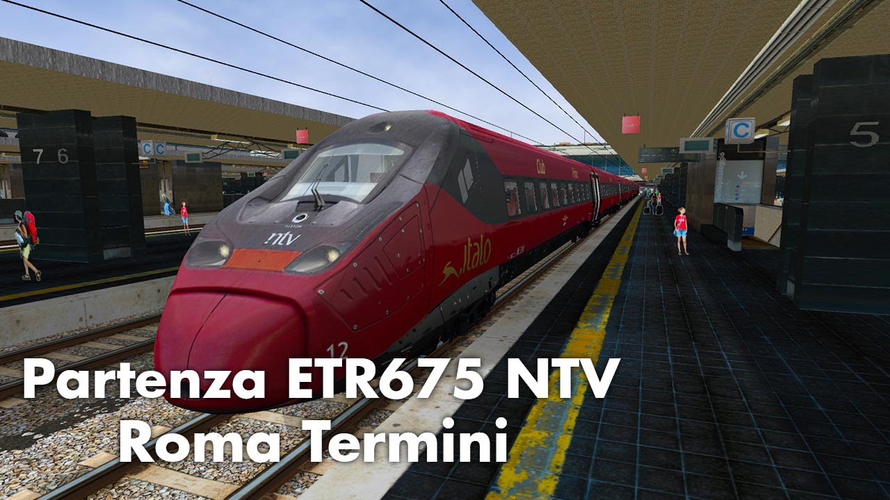 Open Rails Partenza ETR675 Italo Evo Roma T.ni Annunci Stazione/Bordo # ...