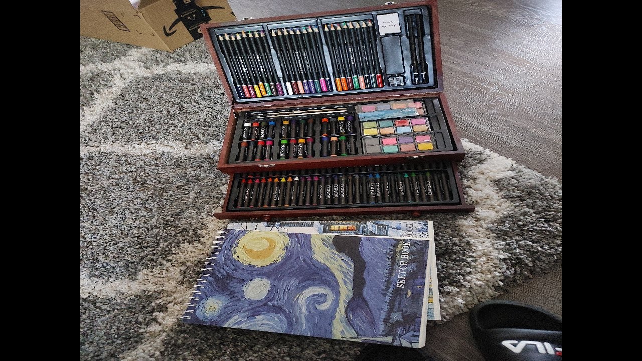 175 Piece Deluxe Art Set with 2 Drawing Pads, Acrylic Paints