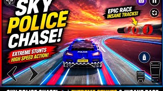 🚔 Police Car vs Sky Road | Extreme Stunts Gameplay#music #music #music #nature  screenshot 5
