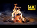 Crackling Campfire At Night In The Winter Forest 12 HOURS Campfire With Crackling Fire Sounds 