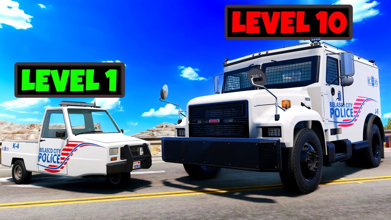 Upgrading Police Cars from Level 1 to Level 10 (BeamNG Drive Mods)