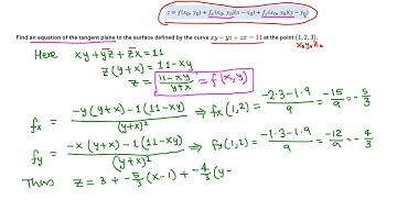 Calc III: Equation of tangent plane example 1/2