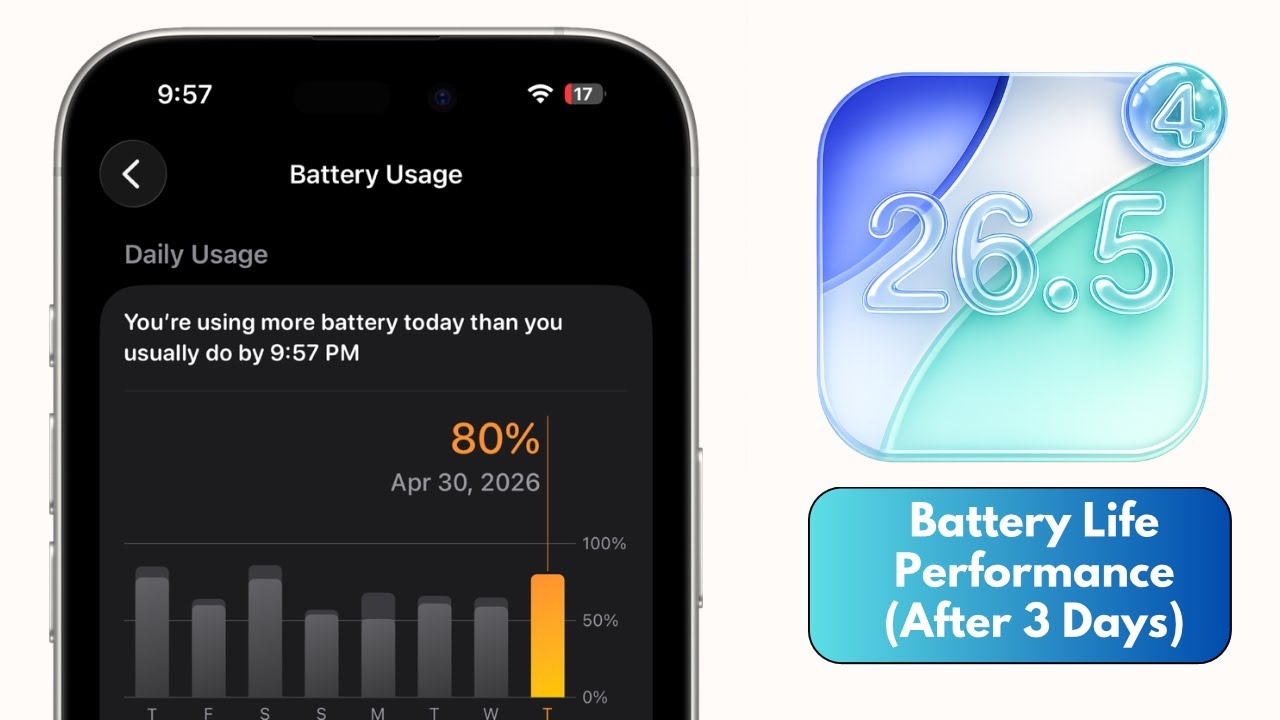 iOS 26.5 beta 4 - battery life • performance (after 3 days) - YouTube