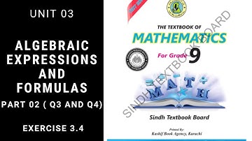 Unit# 3 Algebraic Expressions and Formulas | Ex# 3.4 Part 02 |Mathematics 9th Class Sindh Text Book