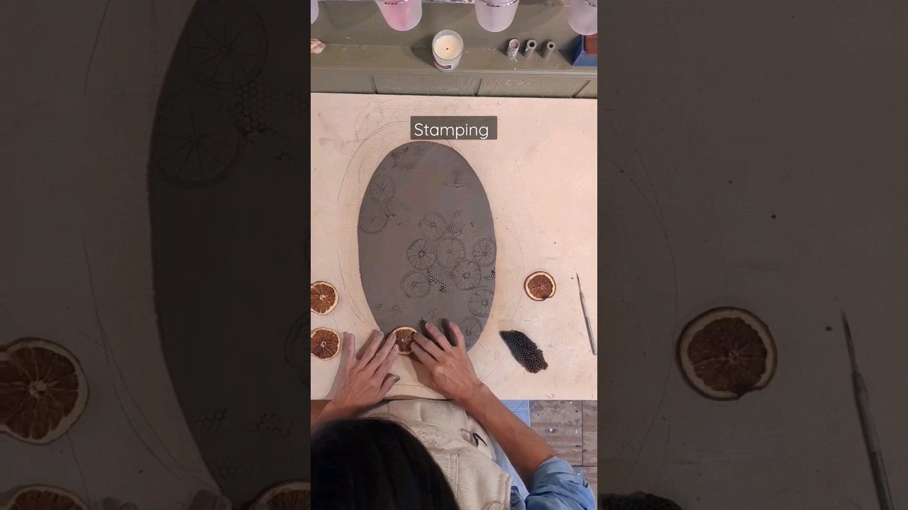 Slab Building: Rolling, Trimming, Stamping, Shaping a Ceramic Platter #clay #handmade #pottery