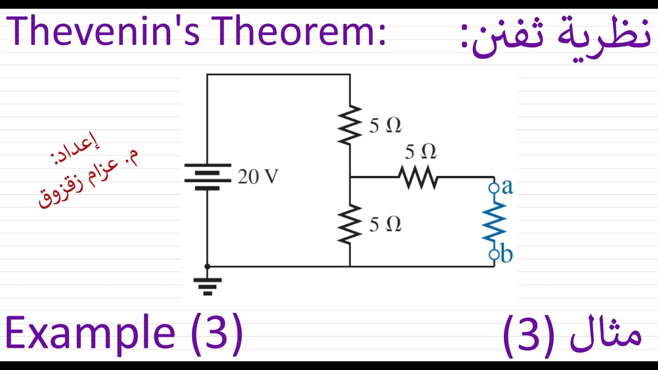مثال (3) نظرية ثفنن - Example (3) Thevenin's Theorem