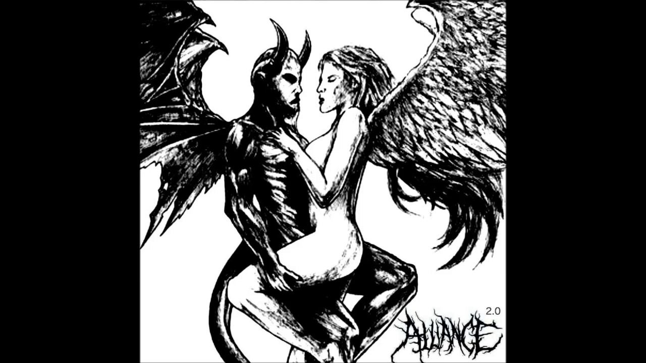 Парные тату ангел и демон эскиз