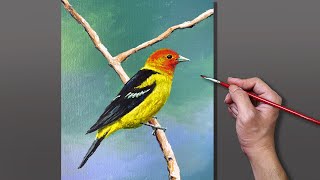 Acrylic Painting Bird on Tree