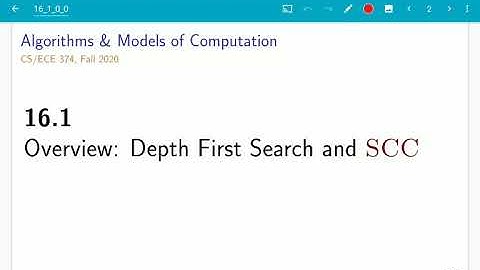 UIUC CS 374 FA 20: 16.1. Overview: Depth First Search and SCC