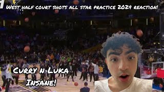 CURRY \& LUKA INSANE! Team West Half Court Shots Contest - 2024 NBA All-Star Practice | REACTION