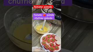 Unique bhajiya ??pakoda aalloo tamatar chutney ytshorts recipe fry pakorarecipe