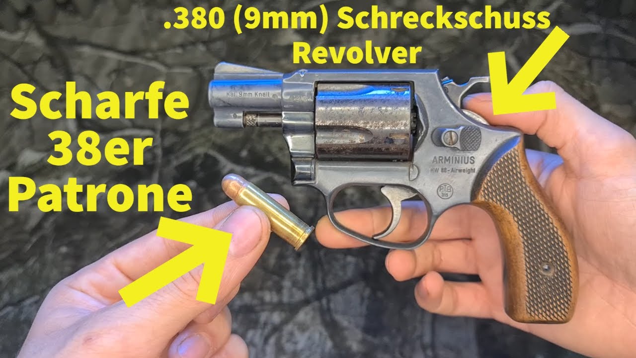Scharfe .38er Spezial Patrone in 9mm Schreckschuss Revolver laden