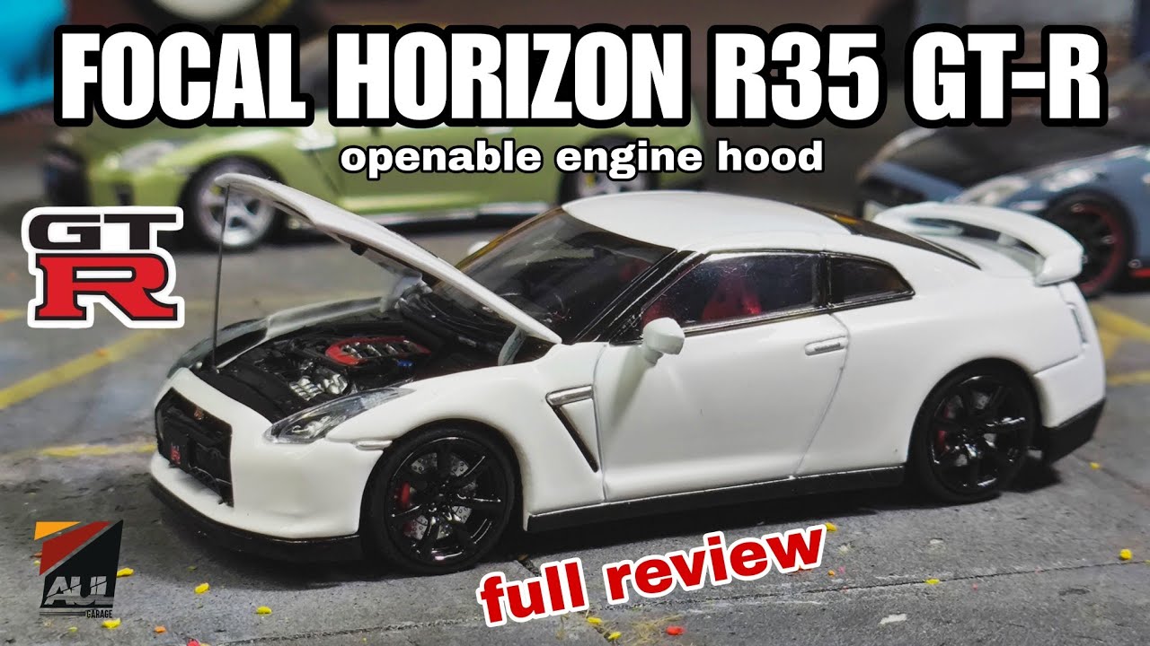 Focal R35 1/64 Focal Horizon R35 GT-R white with openable engine hood. - YouTube
