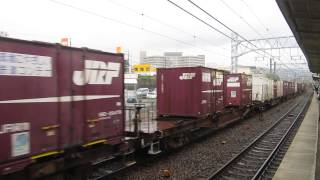 JRF JR貨物 EF65-2068号機 赤プレ 下り膳所待避線に進入 退避