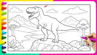 SATISFYING COLORING | Dinosaur Coloring Page with Markers | T-Rex Speed Coloring screenshot 4