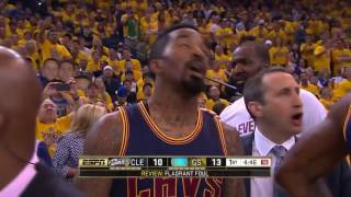 J R Smiths Flagrant Foul On Draymond Green Cavaliers vs Warriors Game 5 2015 NBA Finals