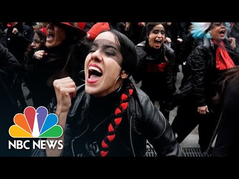 'The Rapist Is You!': Women Flash Mob Protests Outside Harvey Weinstein Courthouse | NBC News
